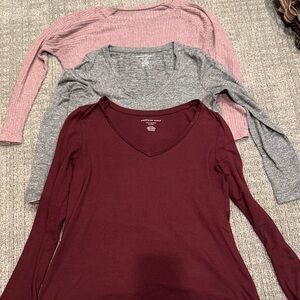 American Eagle Soft & Sexy Plush Top - Burgundy and Gray